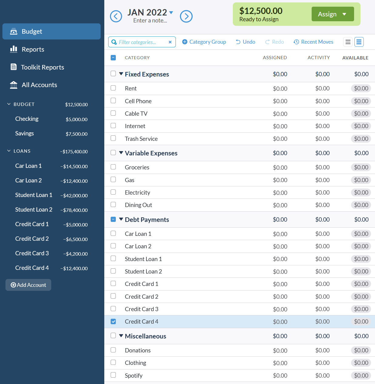 YNAB - Add Buckets